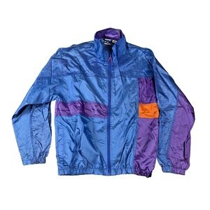 Pro Spirit Windbreaker Jacket Mens Small Blue Colorblock Vintage 90s Ripstop Zip